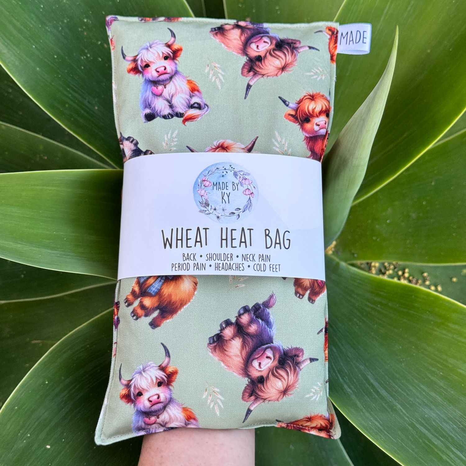 Highland Cows Green - Wheat Heat Bag - Regular Size