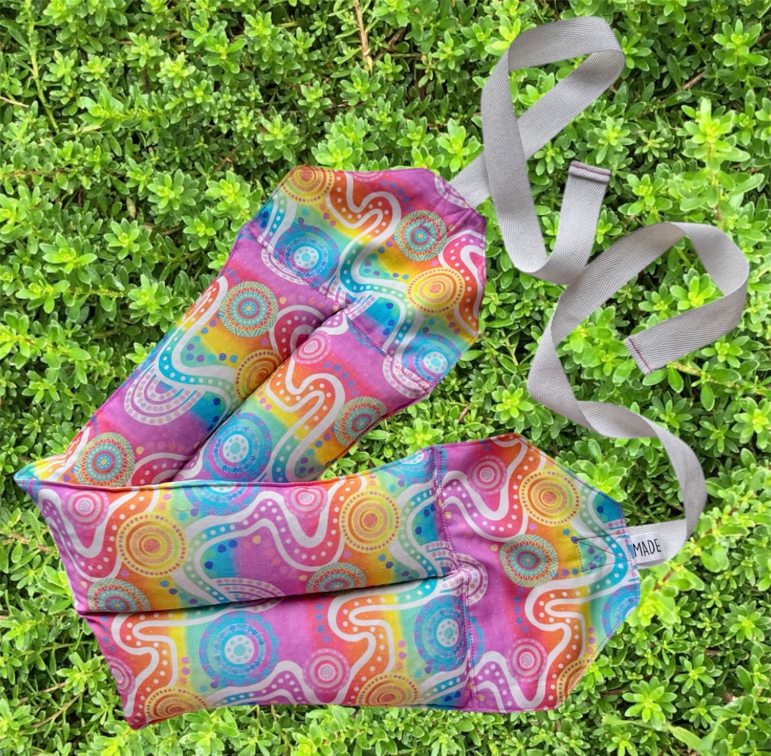 Indigenous Rainbow Art - Wheat Heat Bag - Super Size with Ties