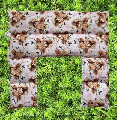 Highland Cows Pastel Pink - Wheat Heat Bag - Over The Shoulder XXXL