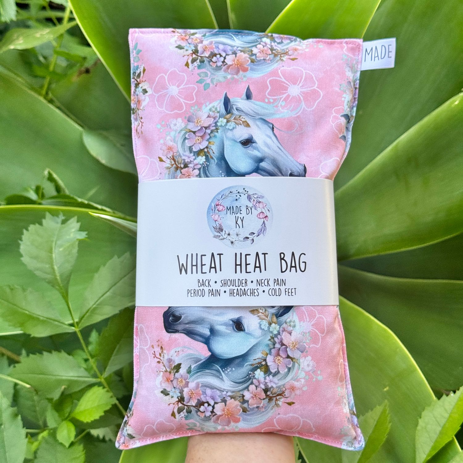 Floral Pink Horses - Wheat Heat Bag - Regular Size