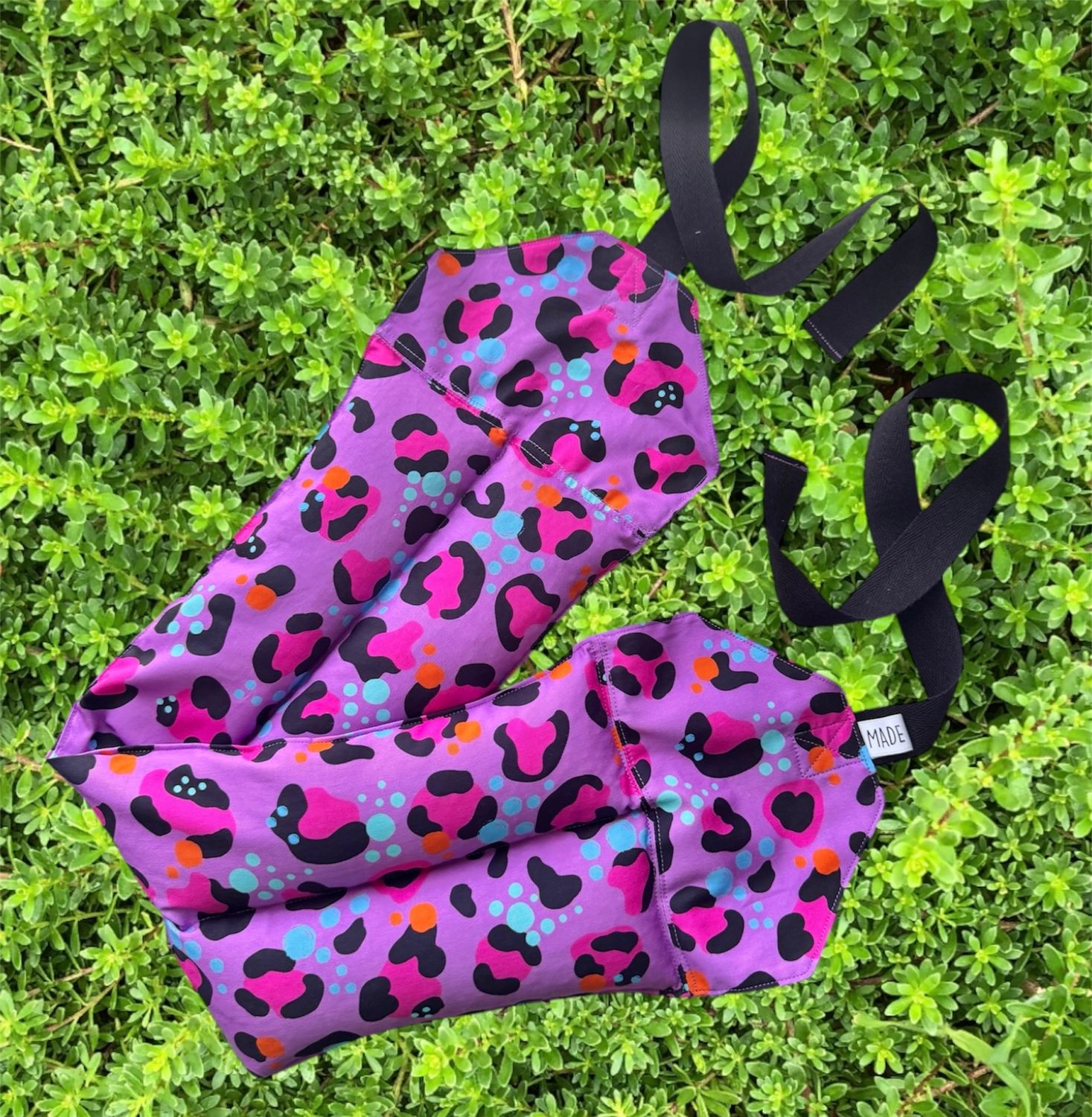 Bright Purple Leopard - Wheat Heat Bag - Super Size with Ties