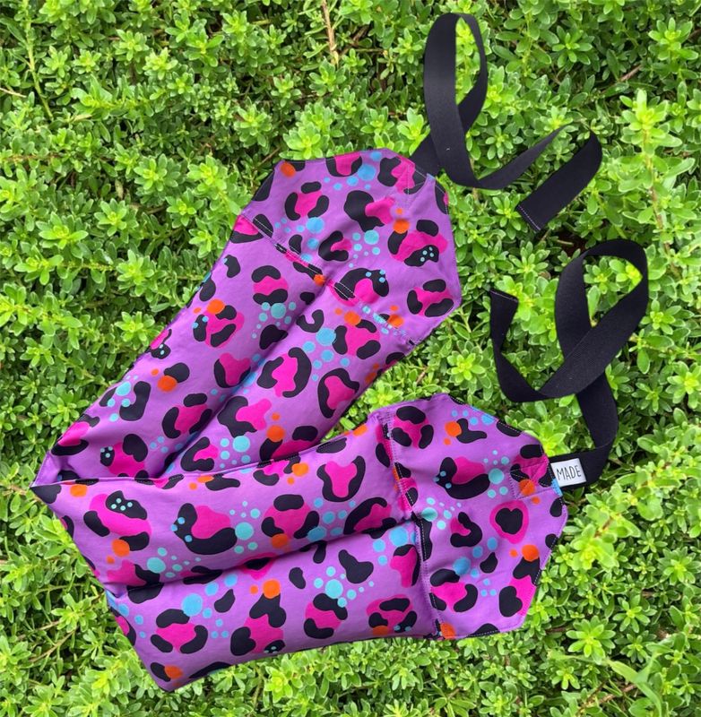 Bright Purple Leopard - Wheat Heat Bag - Super Size with Ties