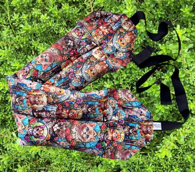 Stained Glass Cats - Wheat Heat Bag - Super Size with Ties