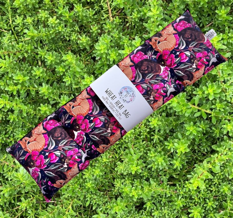Cats &amp; Sparkly Flowers - Wheat Heat Bag - XL Size