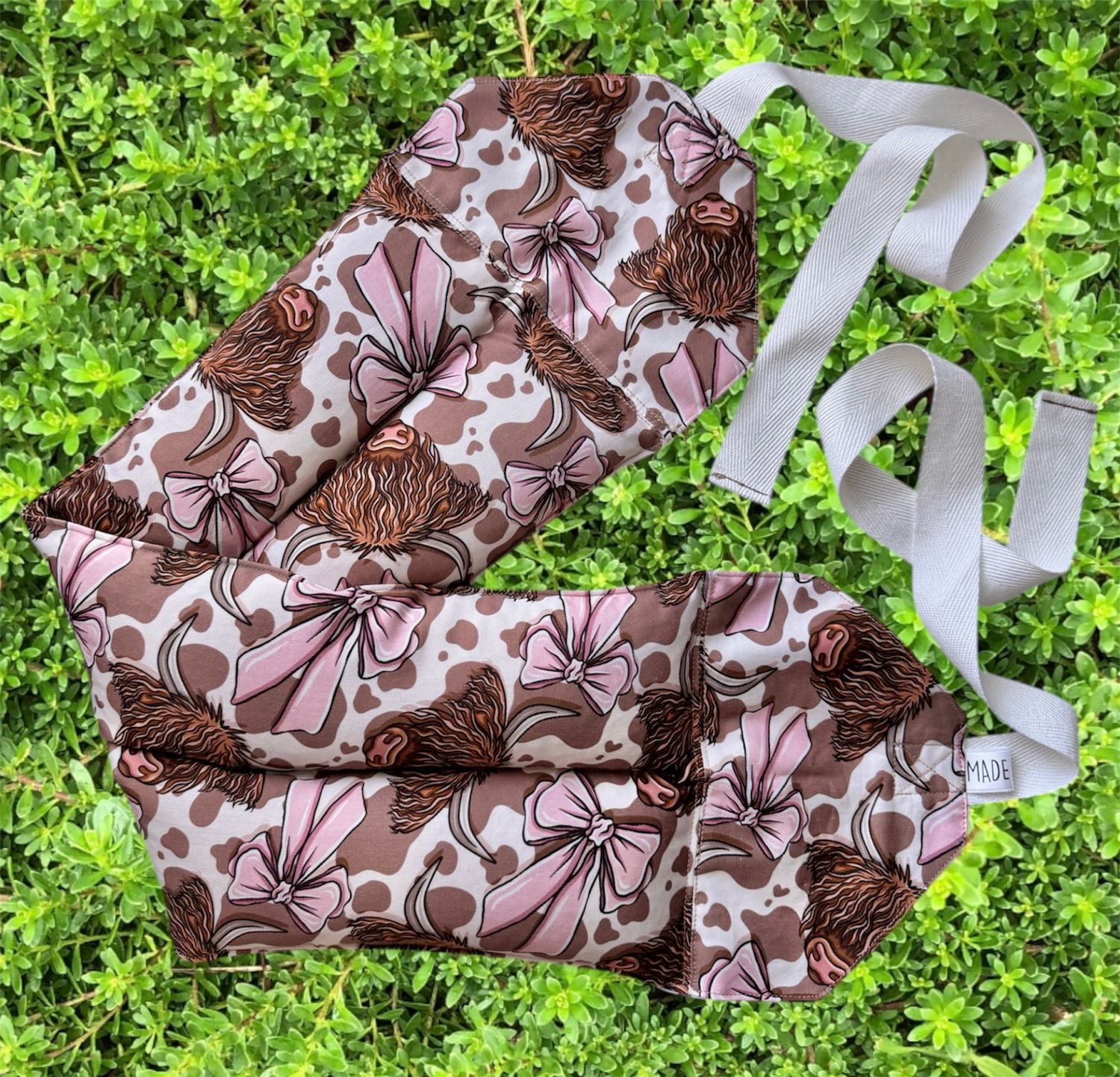 Highland Cows &amp; Bows  - Wheat Heat Bag - Super Size with Ties