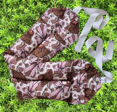 Highland Cows &amp; Bows  - Wheat Heat Bag - Super Size with Ties