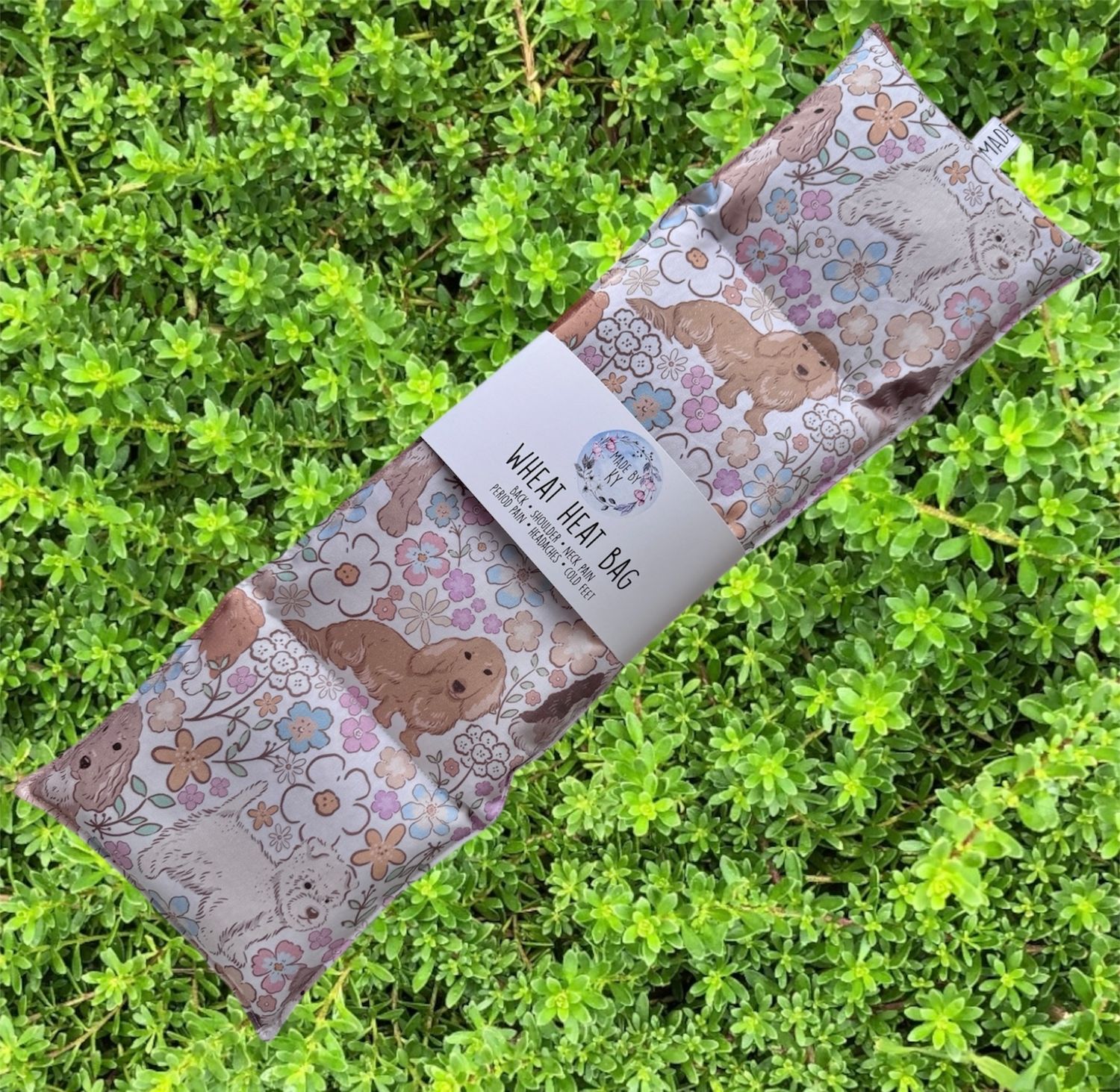 Puppies in the Flowers - Wheat Heat Bag - XL Size