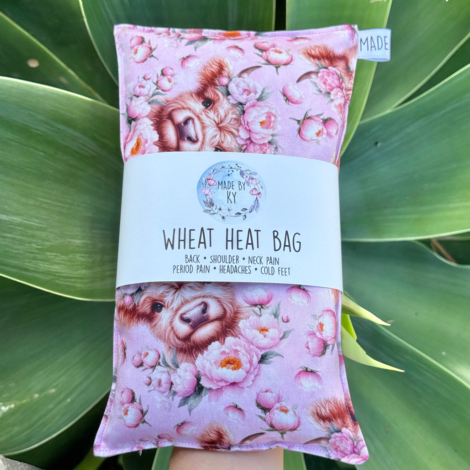 Highland Cows &amp; Peony’s - Wheat Heat Bag - Regular Size