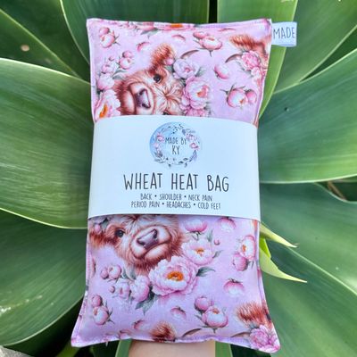 Highland Cows &amp; Peony’s - Wheat Heat Bag - Regular Size