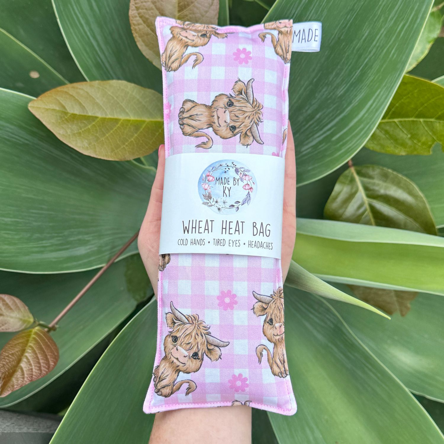 Highland Cows Pink Gingham - Wheat Heat Bag - Mini Size