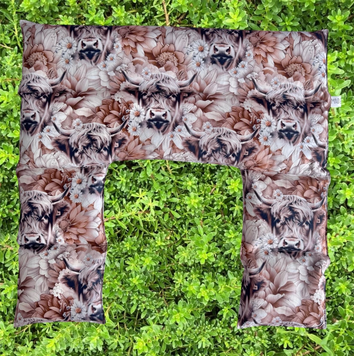 Boho Floral Highland Cows - Wheat Heat Bag - Over The Shoulder XXXL