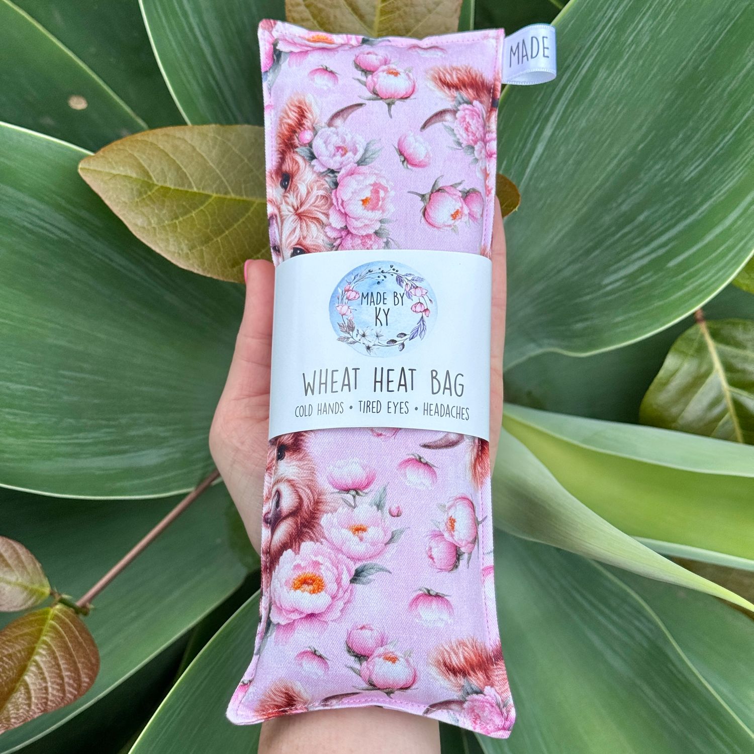 Highland Cows &amp; Peonys - Wheat Heat Bag - Mini Size