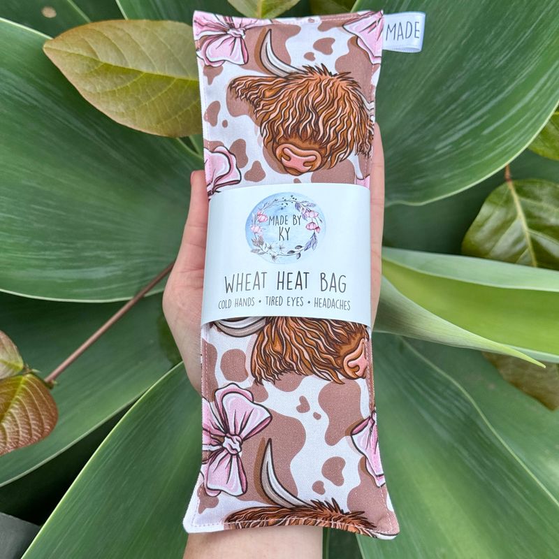 Highland Cows &amp; Bows - Wheat Heat Bag - Mini Size