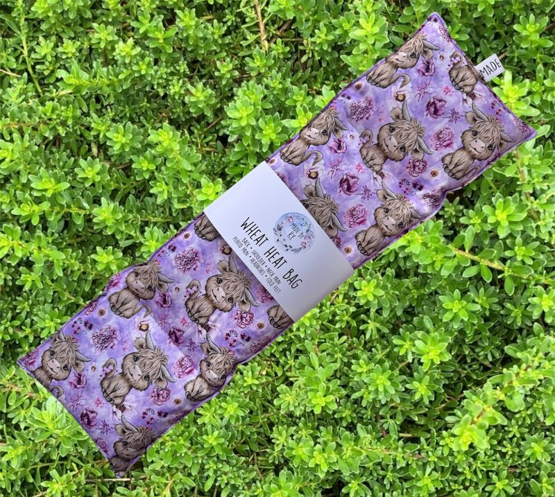 Lilac Floral Highland Cows - Wheat Heat Bag - XL Size