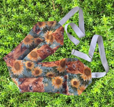 Highland Cows &amp; Sunflowers - Wheat Heat Bag - Super Size with Ties