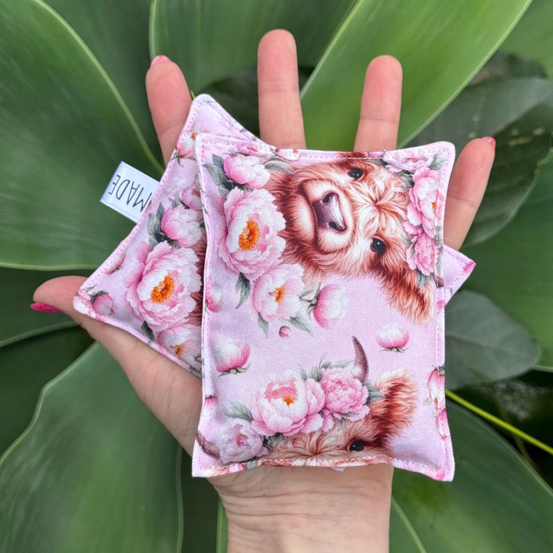 Highland Cows &amp; Peonys - Wheat Heat Bag - Tiny Size