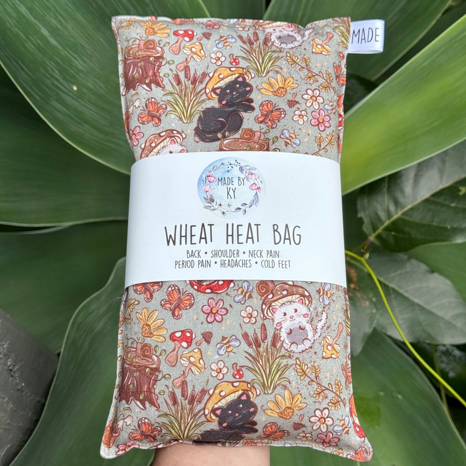 Mushroom Forest Kitties - Wheat Heat Bag - Regular Size