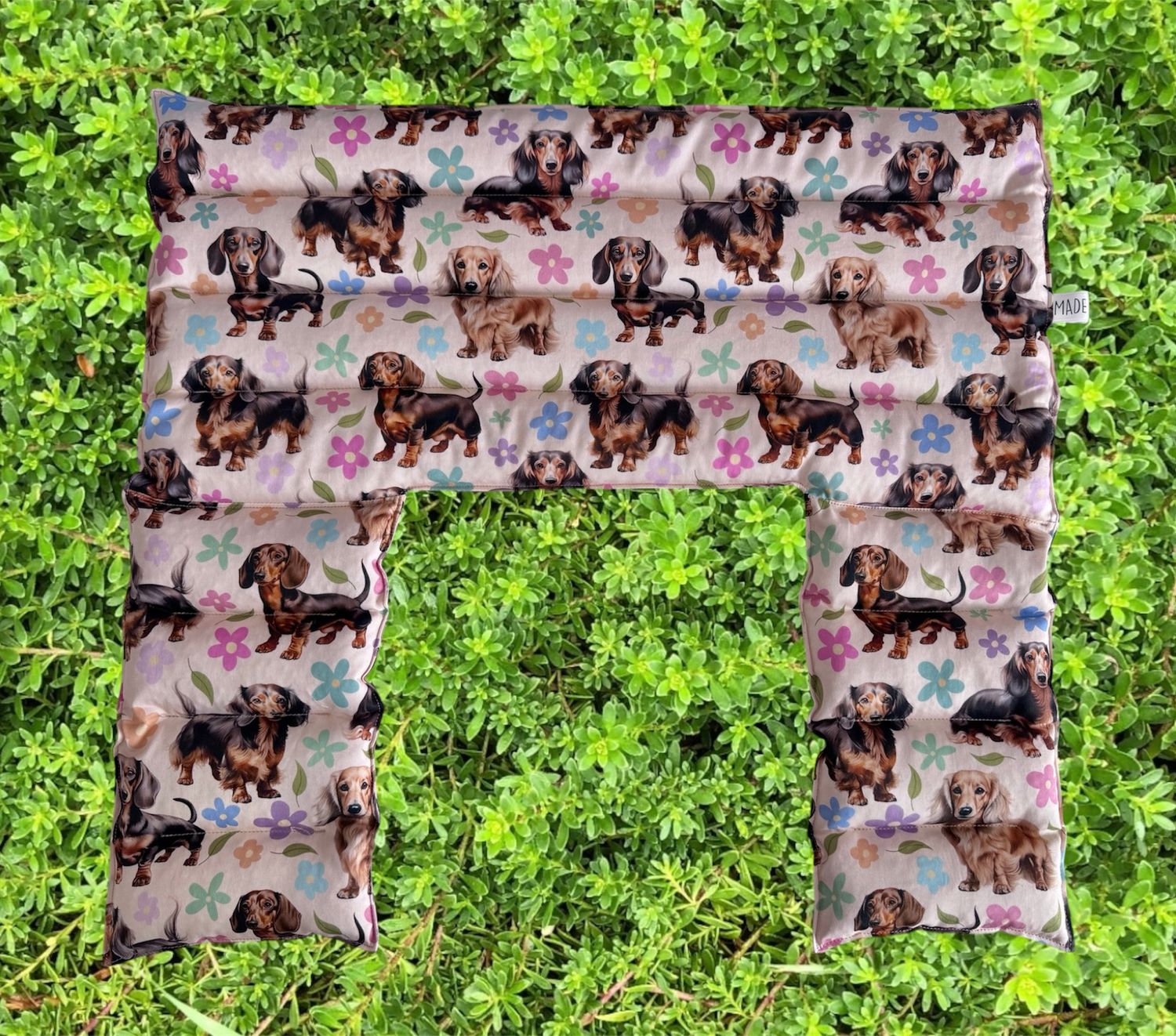 Dachshunds in the Flowers - Wheat Heat Bag - Over The Shoulder XXXL