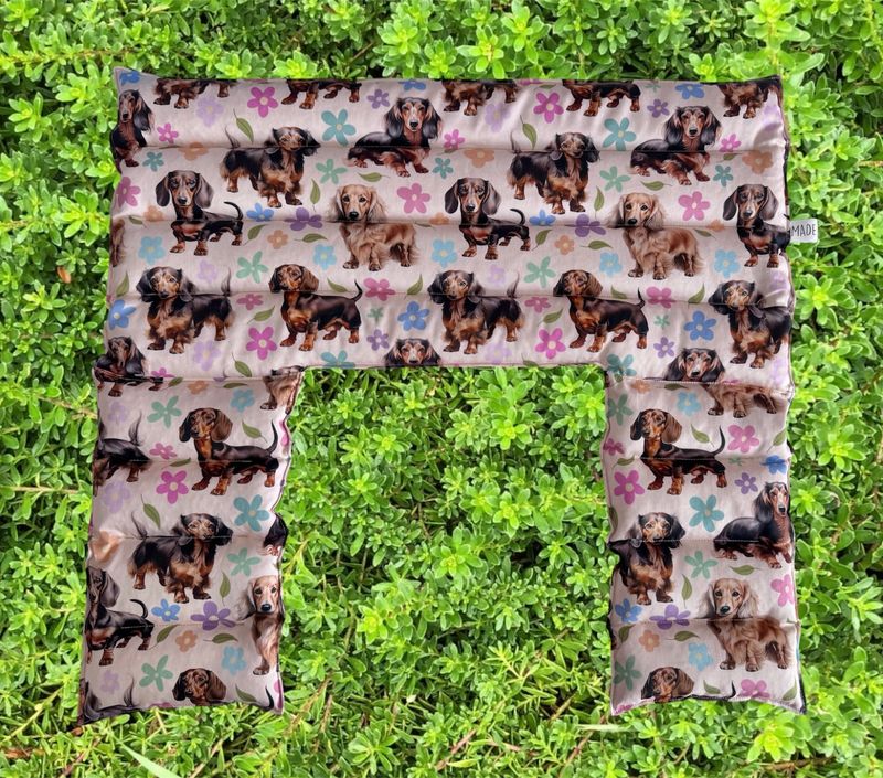 Dachshunds in the Flowers - Wheat Heat Bag - Over The Shoulder XXXL