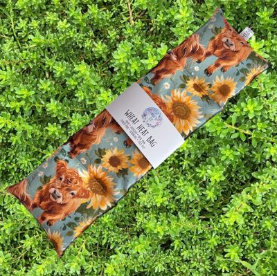 Highland Cows &amp; Sunflowers - Wheat Heat Bag - XL Size