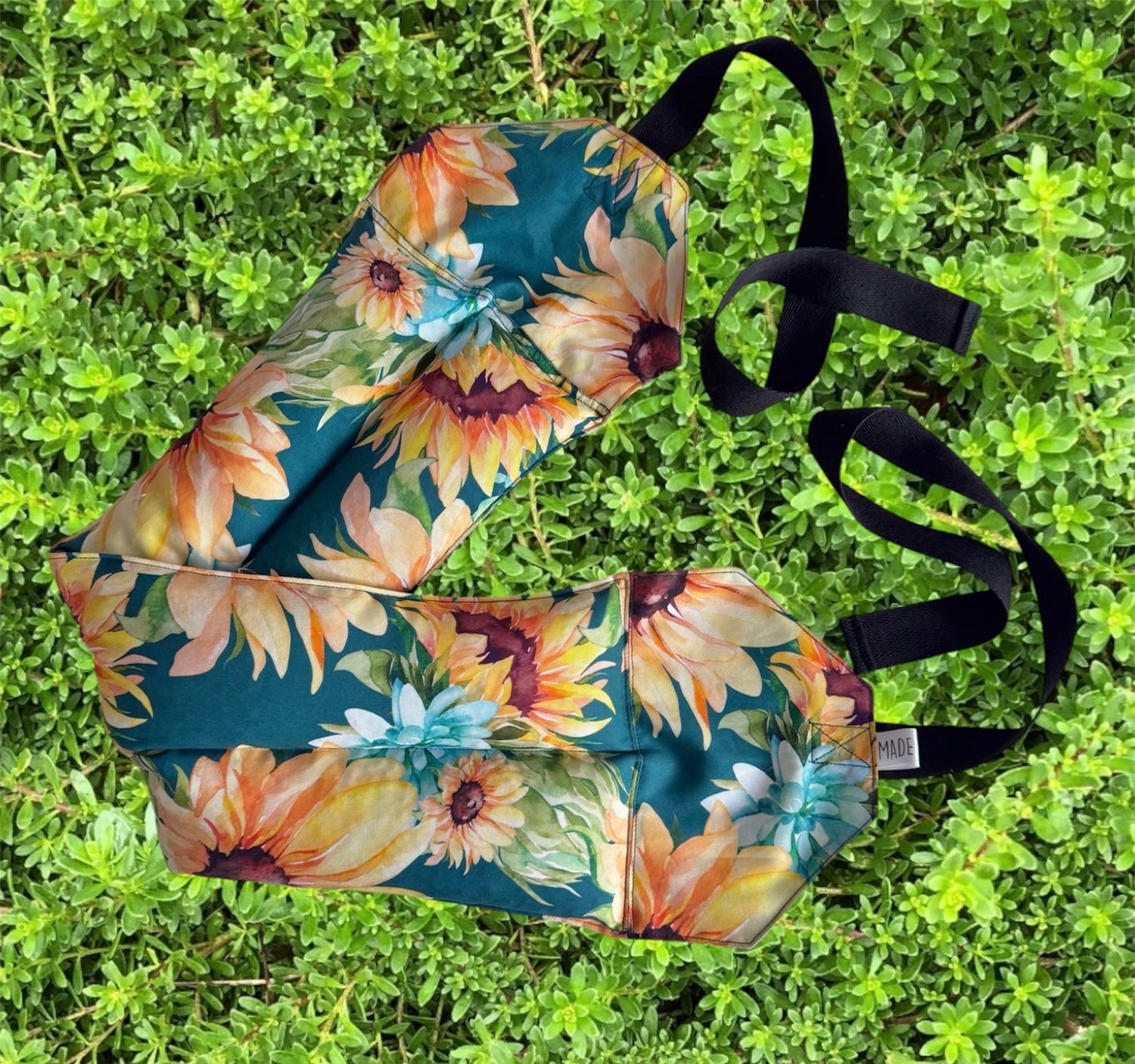 Teal Sunflowers - Wheat Heat Bag - Super Size with Ties