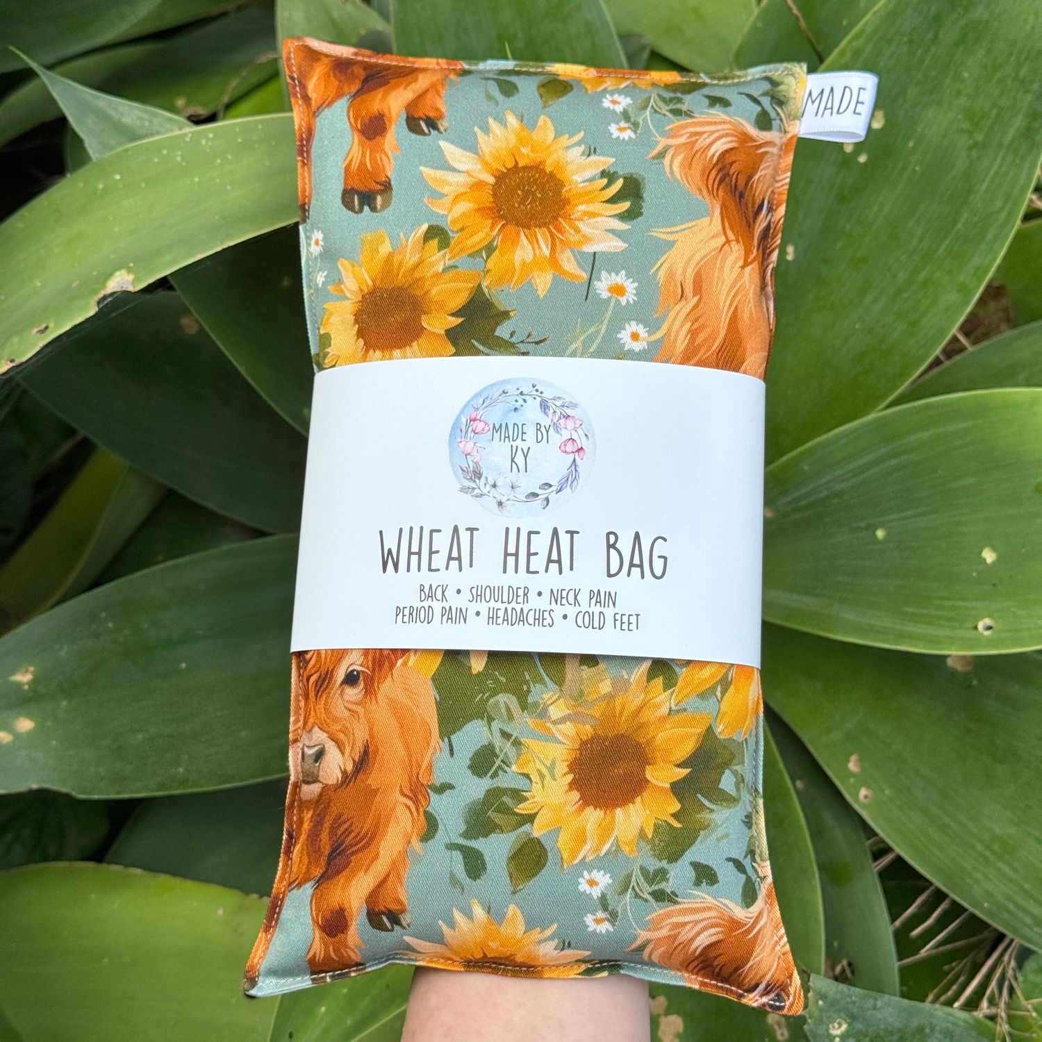 Highland Cows &amp; Sunflowers - Wheat Heat Bag - Regular Size