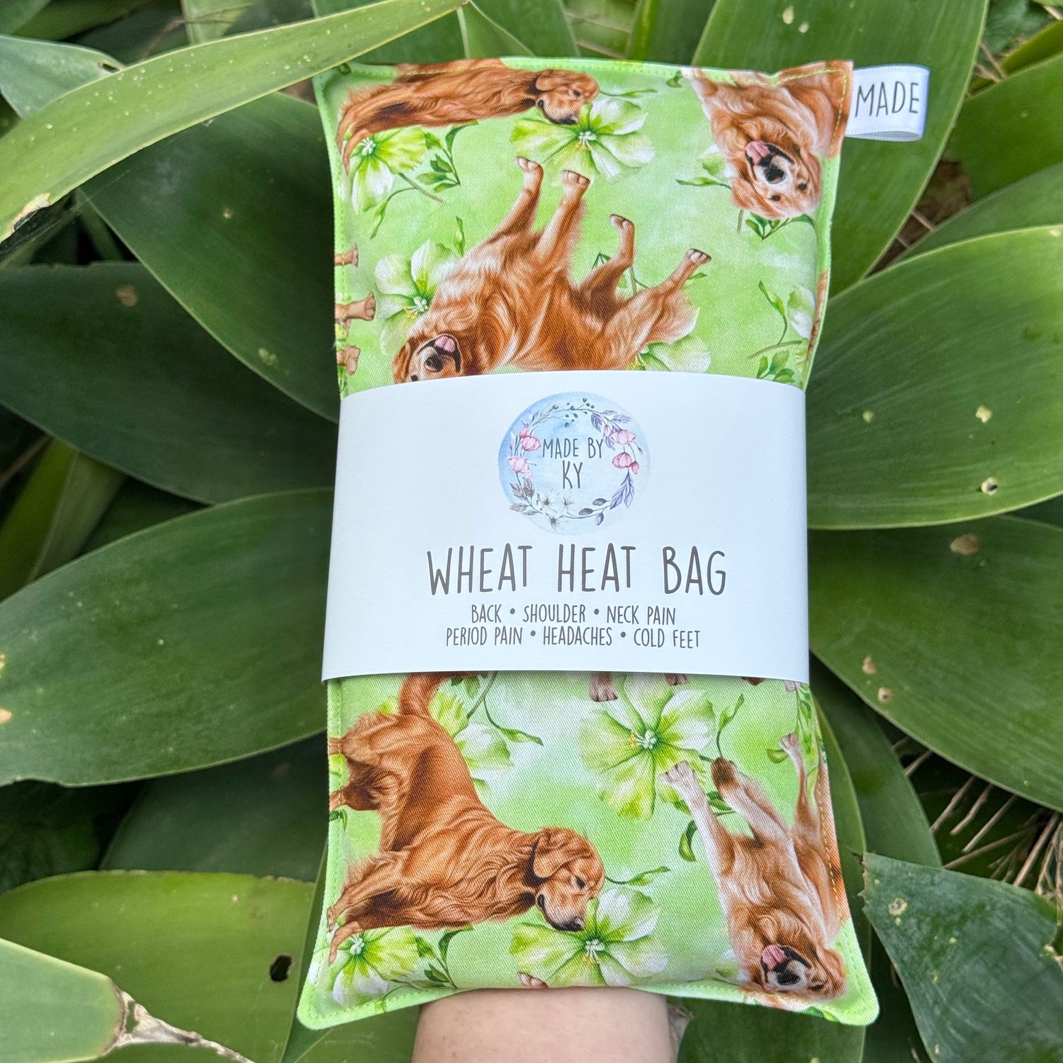 Golden Retriever Green- Wheat Heat Bag - Regular Size