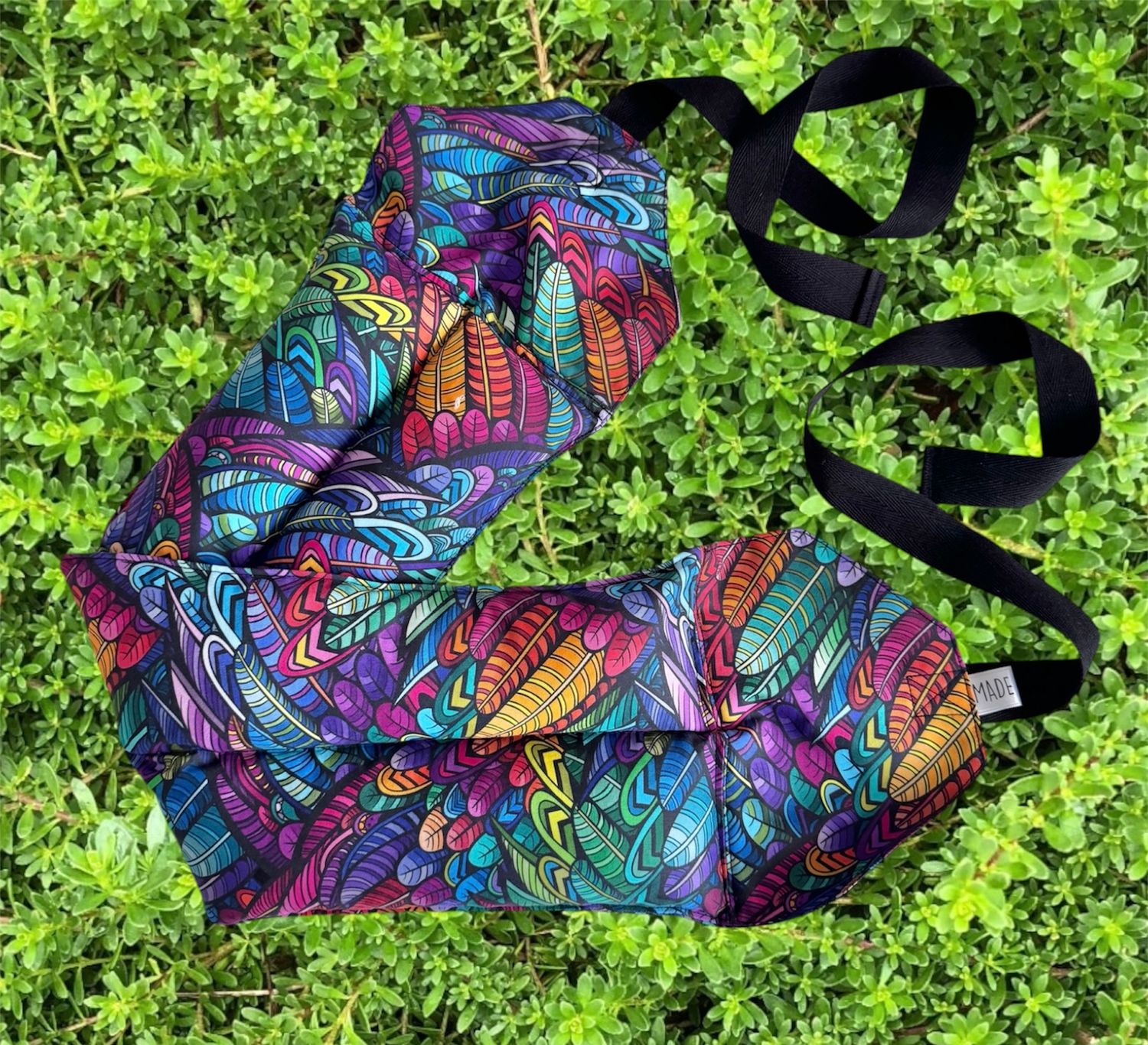 Rainbow Feathers - Wheat Heat Bag - Super Size with Ties