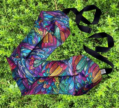 Rainbow Feathers - Wheat Heat Bag - Super Size with Ties