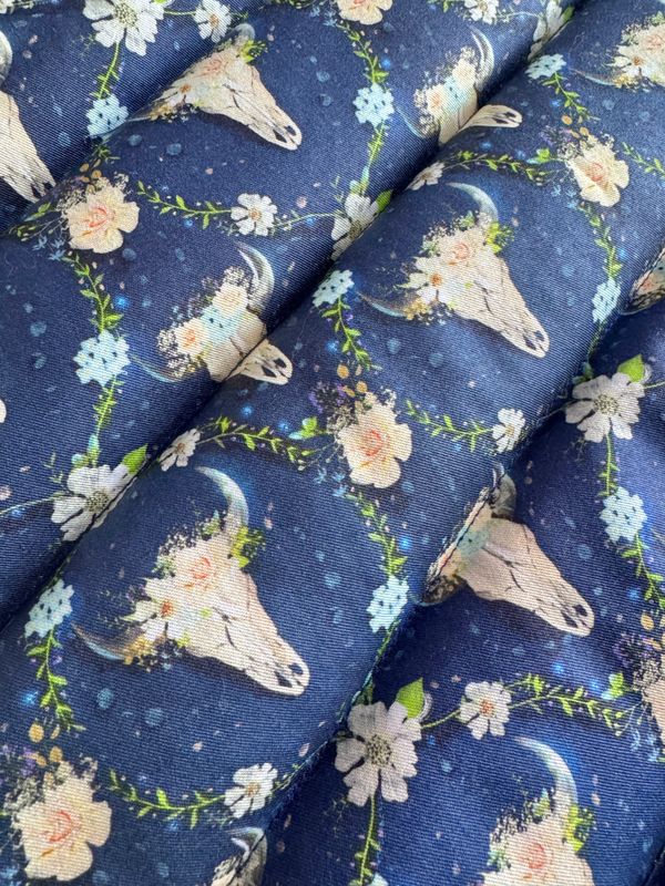 Floral Longhorn Skulls - Wheat Heat Bag - Over The Shoulder XXXL