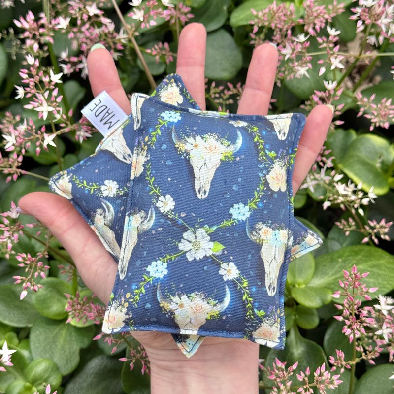 Floral Longhorn Skulls - Wheat Heat Bag - Tiny Size