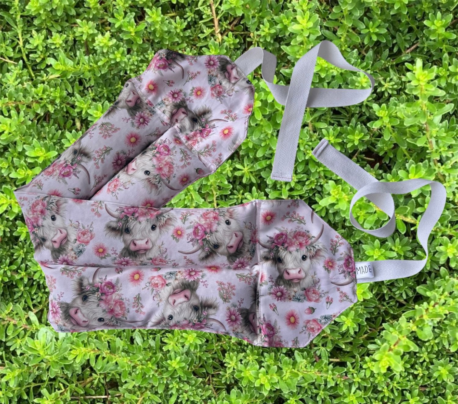 Highland Cows Flower Crowns - Wheat Heat Bag - Super Size with Ties