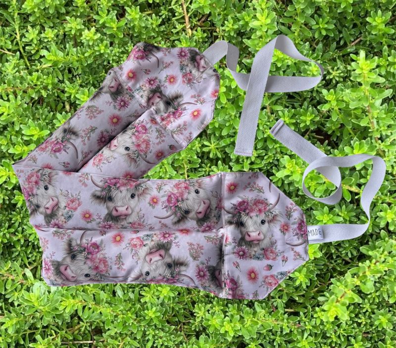 Highland Cows Flower Crowns - Wheat Heat Bag - Super Size with Ties