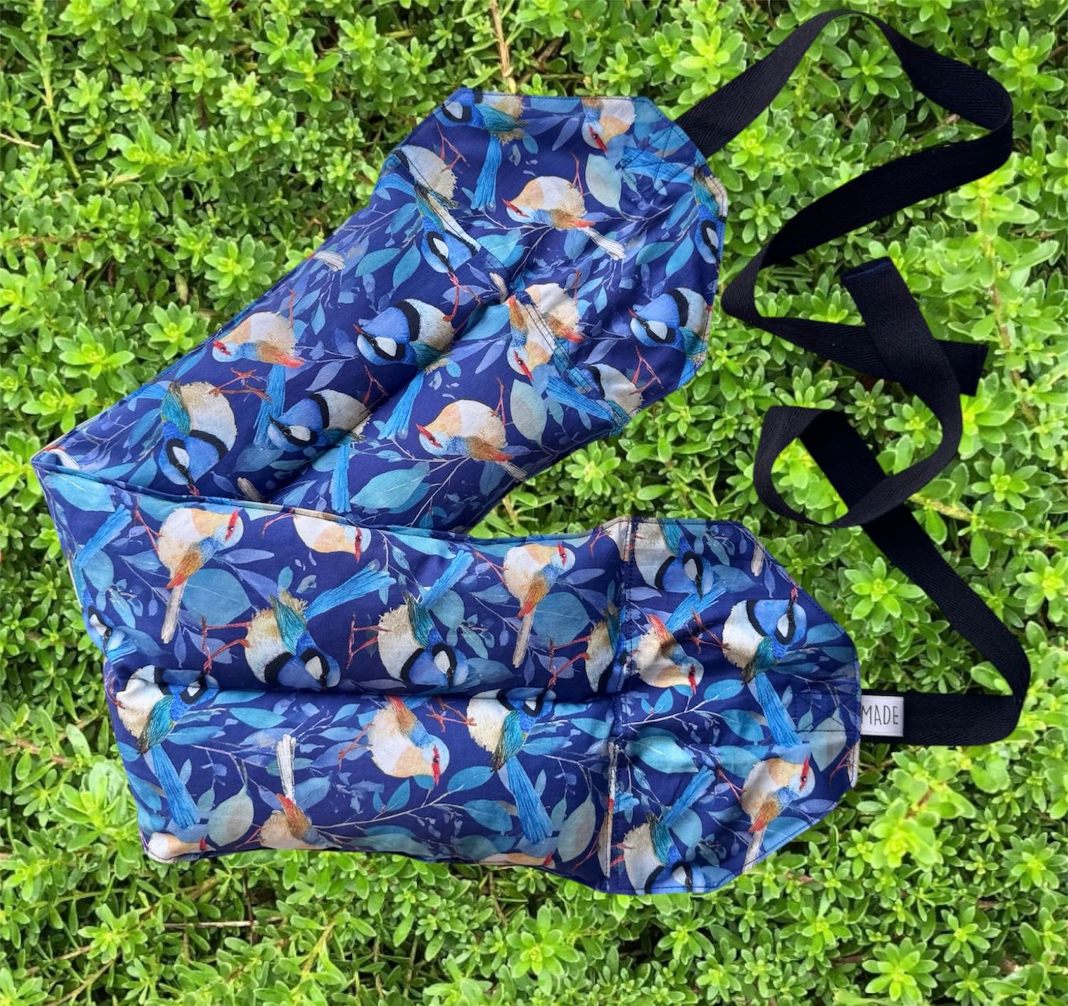 Blue Wrens - Wheat Heat Bag - Super Size with Ties