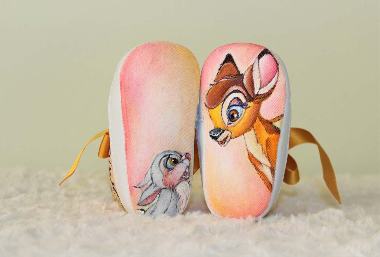 Scarpine neonato personalizzate dipinte a mano Cerbiatto