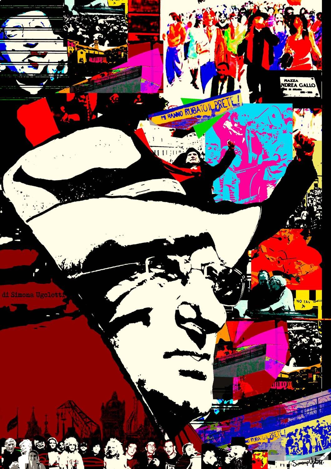 Don Andrea Gallo Prete di strada ritratti artistici alla "Andy Warhol"