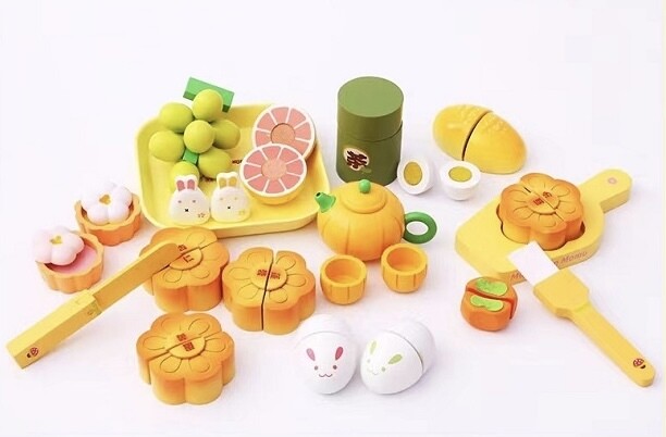 Mid Autumn Moon Festival Wooden Tea Pretend Play Set