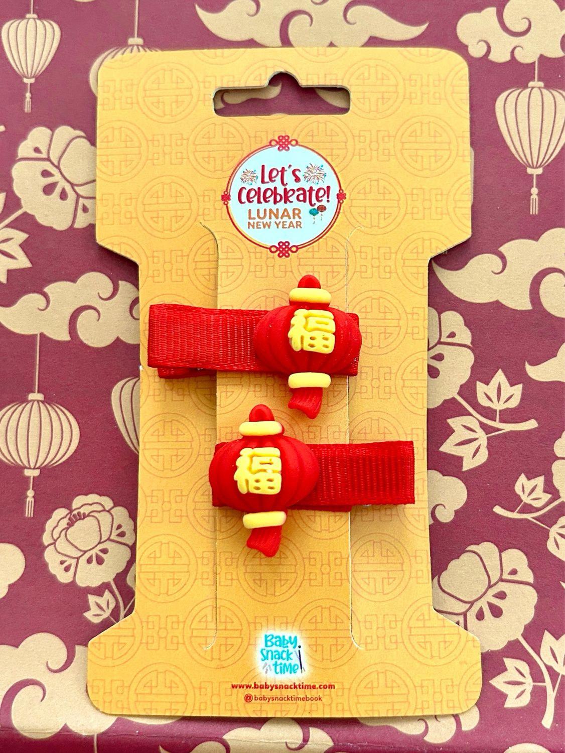 Prosperity Fu Lantern Alligator Hair Clips