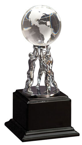 Crystal Globe with Silver Metal & Black Piano Finish Base