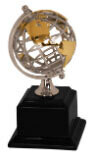 Gold & Silver Metal Globe on Black Piano Base