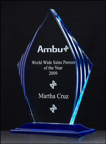 ACRYLIC AWARD WITH BLUE ACCENTING