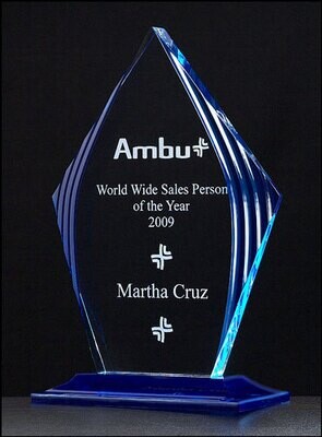 ACRYLIC AWARD WITH BLUE ACCENTING