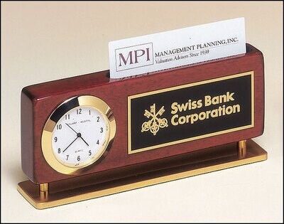 PIANO FINSIH CLOCK AND BUSINESS CARD HOLDER