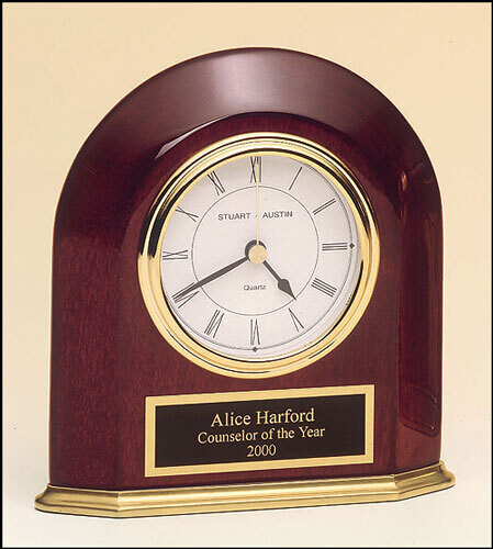 ROSEWOOD & BRASS BASE DESK CLOCK