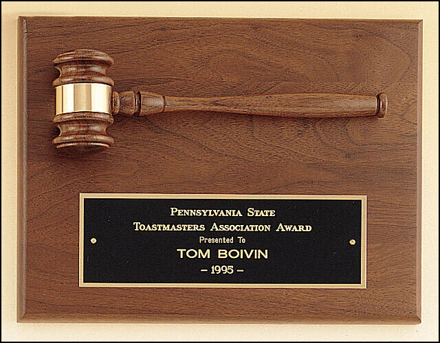 AMERICAN WALNUT PLAQUE WITH GAVEL