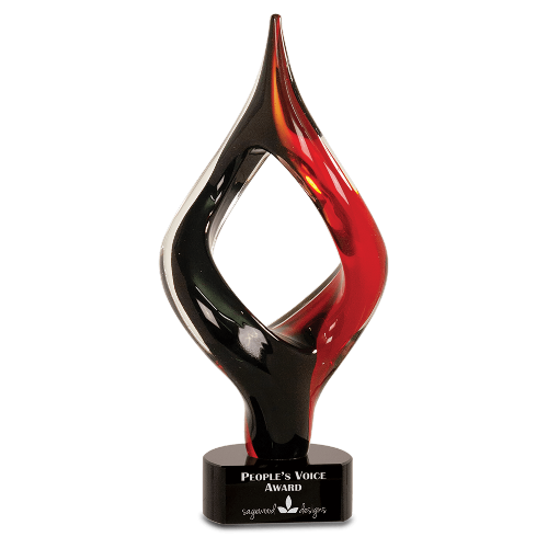 13 1/4" Red & Black Twist Art Glass