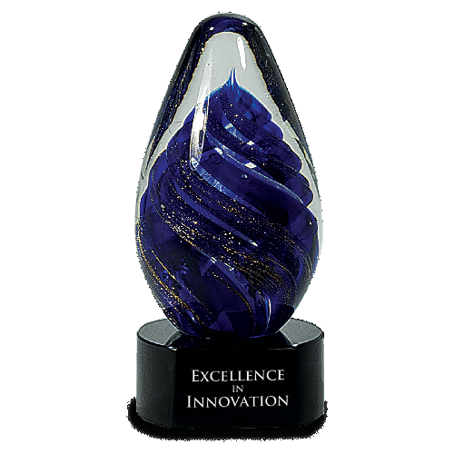 6 1/2" Blue Tear Drop Art Glass