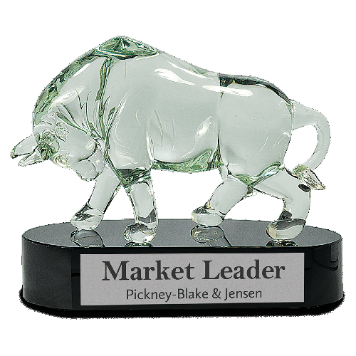 7 1/2" Clear Art Glass Bull