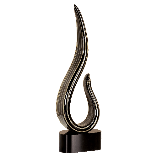 15" Black & Gold Curved Art Glass
