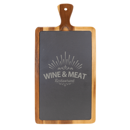 16" x 7 3/4" Acacia Wood/Slate Cutting Board